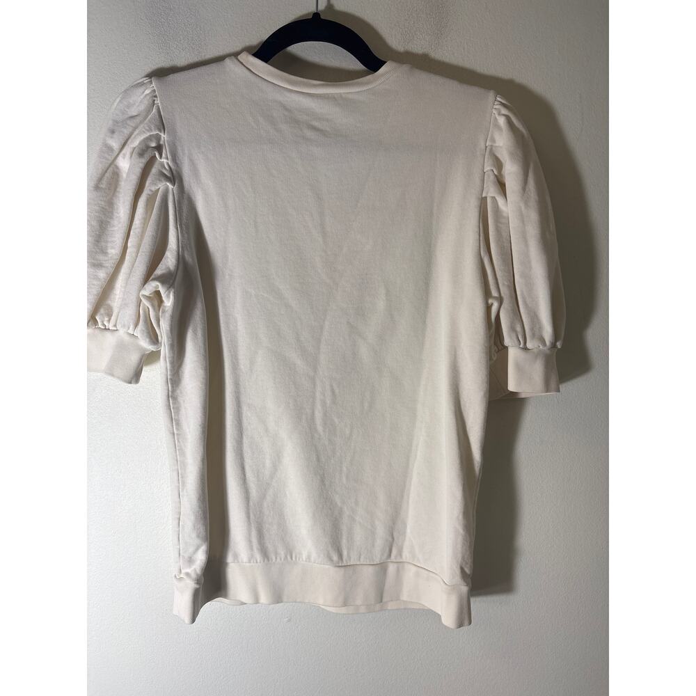 Frame Off White Half Puff Sleeve Cotton Top Sz M - Picture 5 of 5